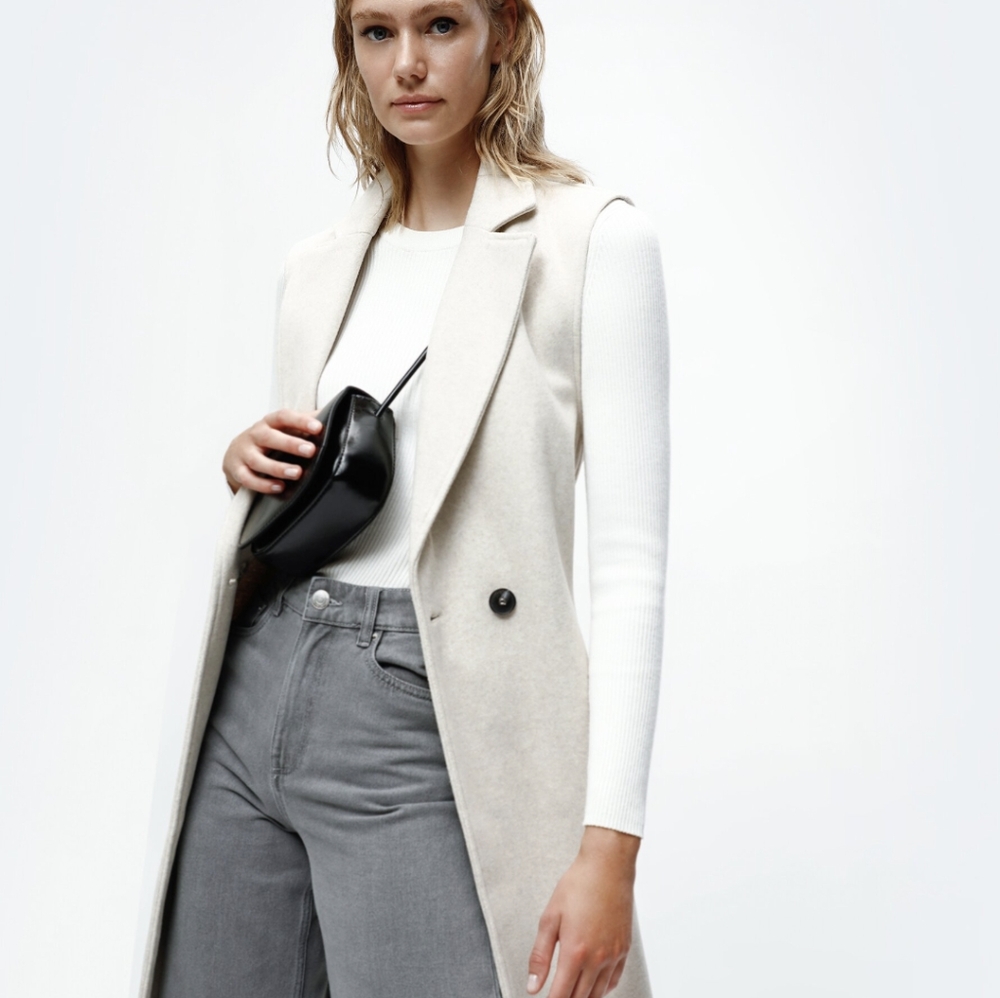 Zara Double Breasted Sleeveless Vest Jacket